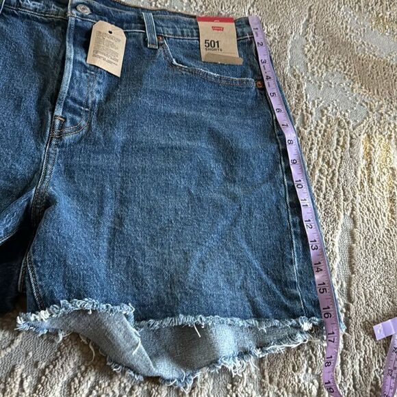 Levi’s 501 high rise shorts raw hem size 16 w new - Picture 7 of 8